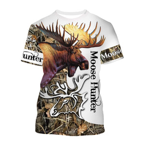 Moose Hunting Camo  Huntaholic Customize name 3D All over print shirts - personalized apparel gift for hunting lovers - NQS667