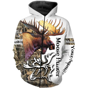 Moose Hunting Camo  Huntaholic Customize name 3D All over print shirts - personalized apparel gift for hunting lovers - NQS667