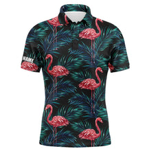 Load image into Gallery viewer, Mens golf polo shirts flamingo golf shirt tropical palm leaves pattern custom team golf polo shirts NQS4839