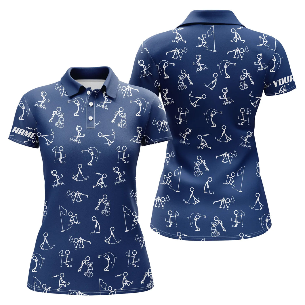 Womens golf polo shirts custom name funny golf pattern blue navy polo shirt best womens golf wear NQS4844