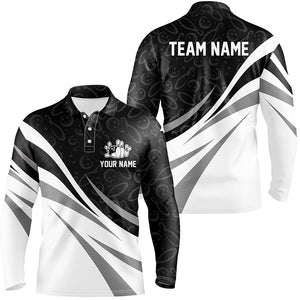 White and black camo bowling polo shirts for men Custom Team bowling jerseys for men, gift for bowlers NQS7242