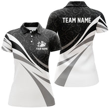 Load image into Gallery viewer, White and black camo bowling polo shirts for women Custom Team bowling jerseys, gift for bowlers NQS7242