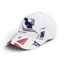 Load image into Gallery viewer, American flag white golf ball skin Golfer hat custom name sun hats for men, mens golf hats NQS4851