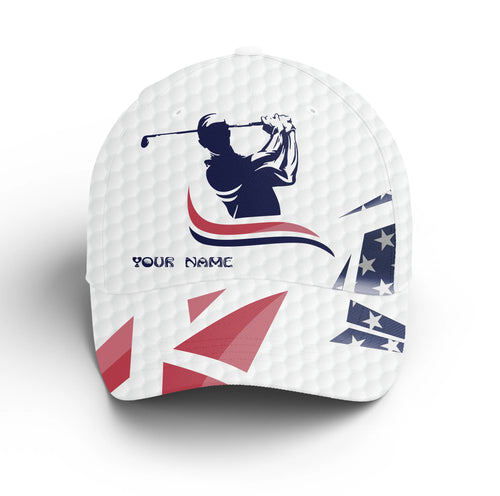 American flag white golf ball skin Golfer hat custom name sun hats for men, mens golf hats NQS4851