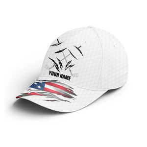 American flag white golf ball skin Golfer hat custom name golf clubs sun hats for men, mens golf hats NQS4854