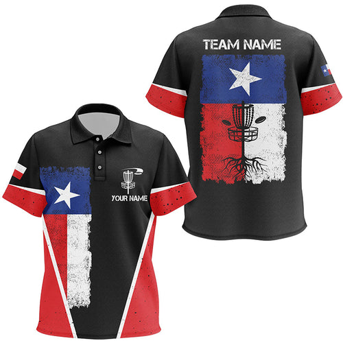 Black Kid Disc golf polo shirts vintage Texas flag patriot custom disc golf shirt for Kid NQS6536
