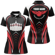 Load image into Gallery viewer, Red white and black Bowling Shirts For Women Bowling Team League Jersey Custom Bowling Polo Shirts NQS6539