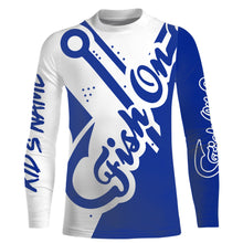 Load image into Gallery viewer, Fish On blue shirt Customize Name Long Sleeve Fishing Shirts fishing gift NQS2470