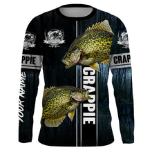 Load image into Gallery viewer, Crappie Fishing blue camo fish on custom long sleeve fishing shirts NQS2783