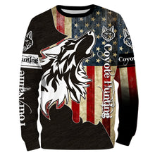 Load image into Gallery viewer, Coyote Hunting Camo American flag patriotic coyote tattoo Customize Name 3D All Over Printed Shirts NQS1406