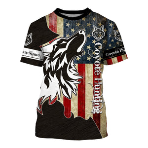 Coyote Hunting Camo American flag patriotic coyote tattoo Customize Name 3D All Over Printed Shirts NQS1406
