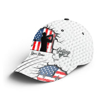 Load image into Gallery viewer, Golfing makes me happy custom name American flag golf hat Unisex baseball golf cap hat NQS3440