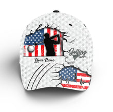 Load image into Gallery viewer, Golfing makes me happy custom name American flag golf hat Unisex baseball golf cap hat NQS3440
