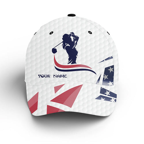 American flag patriotic white golf ball skin Golfer hat custom sun hats for women, ladies golf hats NQS6326