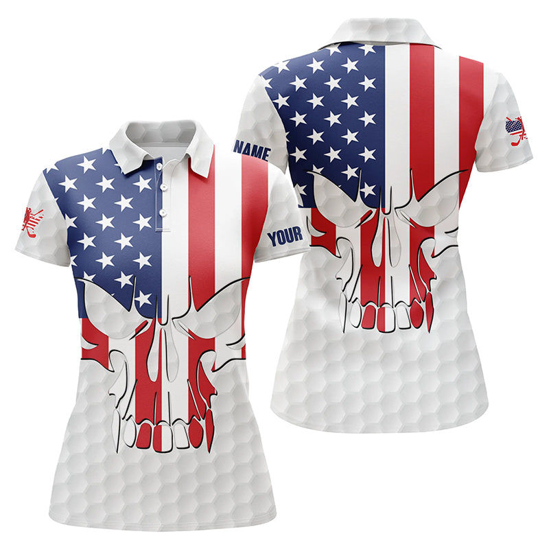 Womens golf polo shirts American flag patriotic custom skull golf ball shirts for women golf top NQS5202