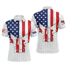 Load image into Gallery viewer, Mens golf polo shirts American flag patriotic custom skull golf ball shirt for men, best men golf wear NQS5202
