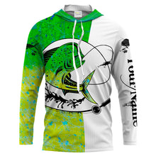 Load image into Gallery viewer, Mahi-mahi fish Dorado Fishing scales Custom white Long sleeve performance Fishing Shirts, apparel for saltwater fishing NQS2082