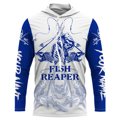 Fish reaper fishing blue shirt Customize Name Long Sleeve Fishing Shirts, fishing gift NQS2484