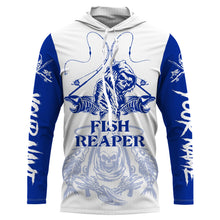 Load image into Gallery viewer, Fish reaper fishing blue shirt Customize Name Long Sleeve Fishing Shirts, fishing gift NQS2484