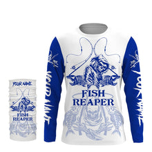 Load image into Gallery viewer, Fish reaper fishing blue shirt Customize Name Long Sleeve Fishing Shirts, fishing gift NQS2484