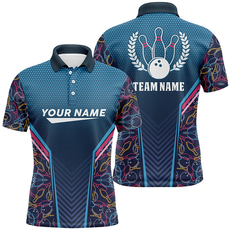 Bowling blue camo Men polo Bowling Shirt Personalized Bowling Team League Jerseys Gift For Bowler NQS6832