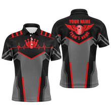 Load image into Gallery viewer, Bowling shirts for men custom name and team name Bowling Ball and Pins, team bowling shirts | Red NQS4529
