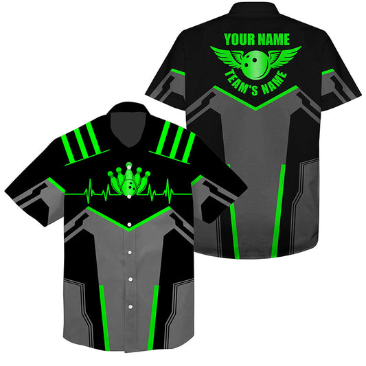 Custom Hawaiian bowling shirt for bowling – personalized team jersey front view