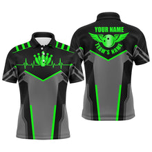 Load image into Gallery viewer, Bowling shirts for men custom name and team name Bowling Ball and Pins, team bowling shirts | Green NQS4530