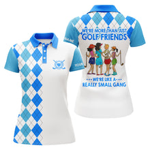 Load image into Gallery viewer, Custom womens golf polo shirts multi-color argyle plaid we&#39;re more than golf friends we&#39;re small gang NQS4904