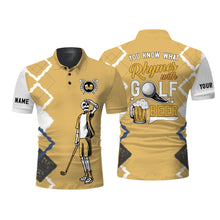 Load image into Gallery viewer, Funny golf skull polo shirts you know what rhymes with golf beer custom name golf performance shirts NQS3461