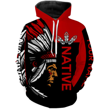Customize Native American men red tattoo 3D All over print Shirt Indigenous Gifts Apparel NQS2099