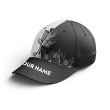 Load image into Gallery viewer, Personalized Black and white disc golf basket hat custom name disc golf baseball golf cap NQS4544