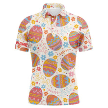 Load image into Gallery viewer, Funny Easter eggs pattern golf shirt custom name Mens golf polo shirt, Easter golfing gifts for men NQS4916