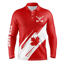 Load image into Gallery viewer, Mens golf polo shirts Red Canada flag maple leaf patriot custom team golf shirts, Canadian golf tops NQS7281