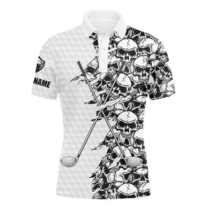 Mens long sleeve golf tops polo white pattern skull golf clubs custom name golf performance shirts NQS3918