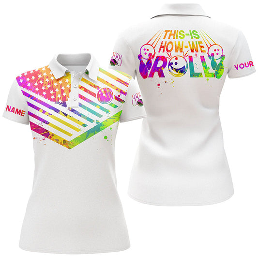 Custom bowling shirt for women – personalized team jersey front view