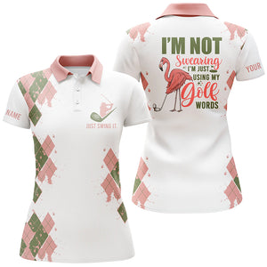 Funny flamingo Womens golf polos shirts custom name I'm not swearing, I'm just using my golf words NQS4554