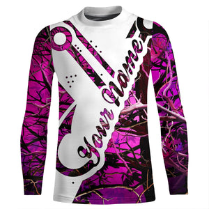 Pink camo fish hook Fishing camo Customize long sleeves fishing shirts NQS1819