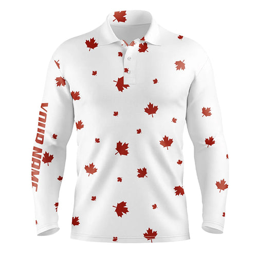 White Mens golf polo shirts Red Canada maple leaf pattern custom team golf shirts, patriot golf tops NQS6599