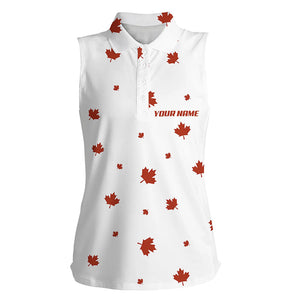 White Womens sleeveless polo shirt Red Canada maple leaf pattern custom patriot team golf polo shirts NQS6599