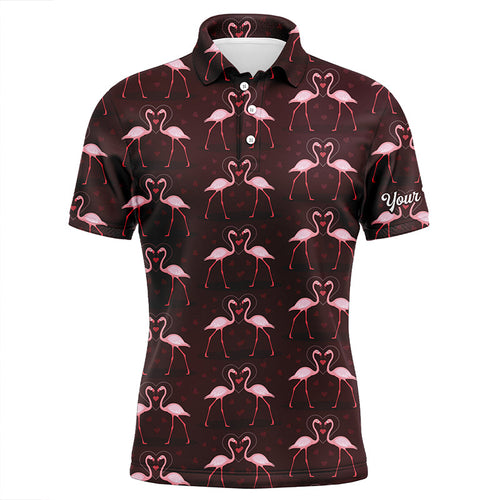 Love pink flamingos pattern custom Mens golf polo shirt, Flamingo golfing gifts NQS6858
