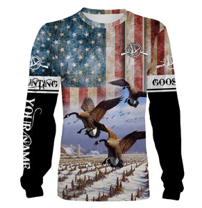 American Goose hunting Customize Name 3D All Over Printed Shirts Personalized Hunting gift For Adult And Kid NQS852