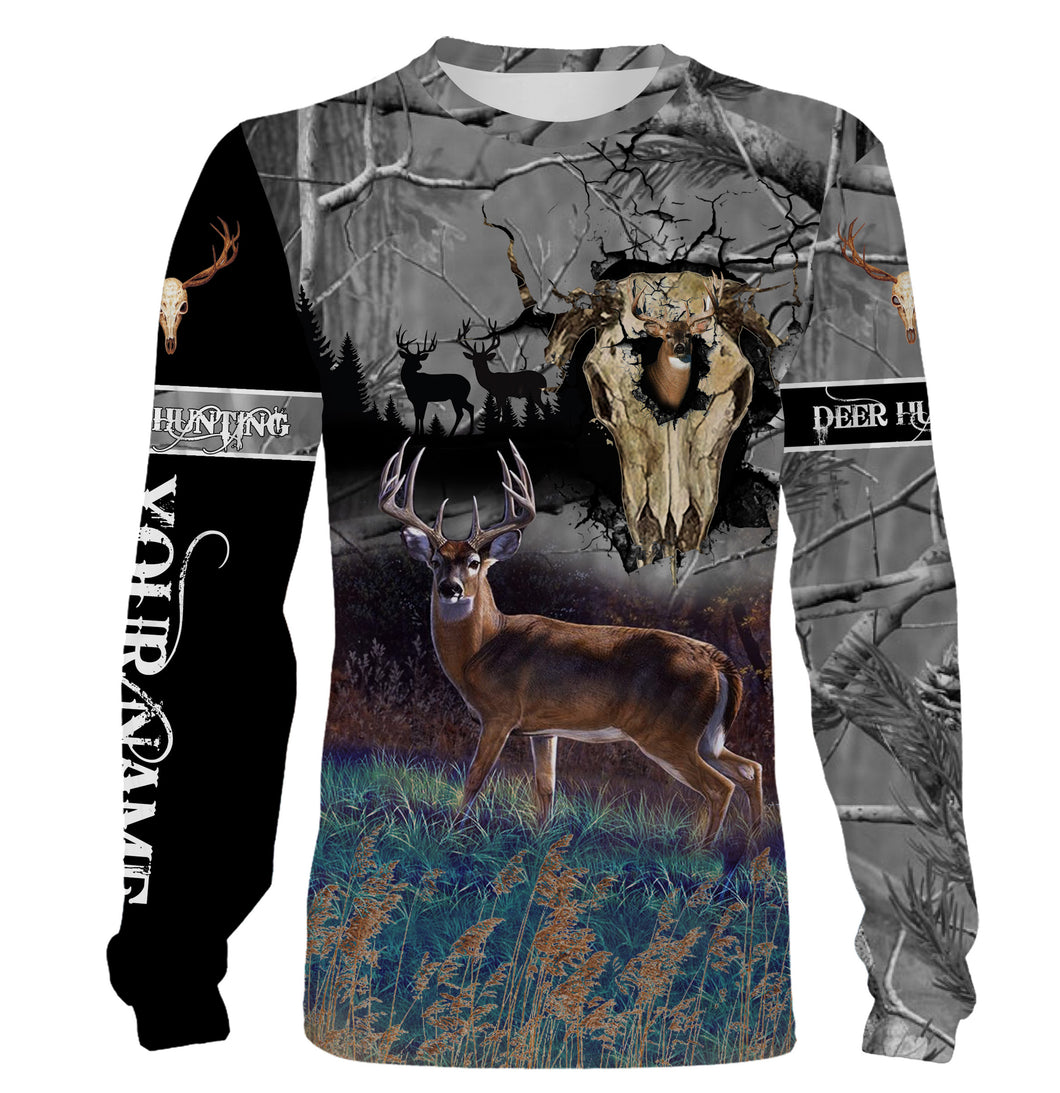 Deer hunting Skull camo Custom Name 3D All over print shirts - personalized hunting gifts - NQS729