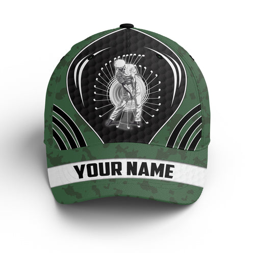Golfer hat golf clubs green camo custom name sun hats for men,  golf caps and hats unique golf gifts NQS4678