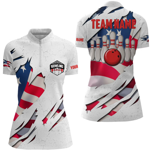 Custom bowling shirt for women – personalized team jersey front view