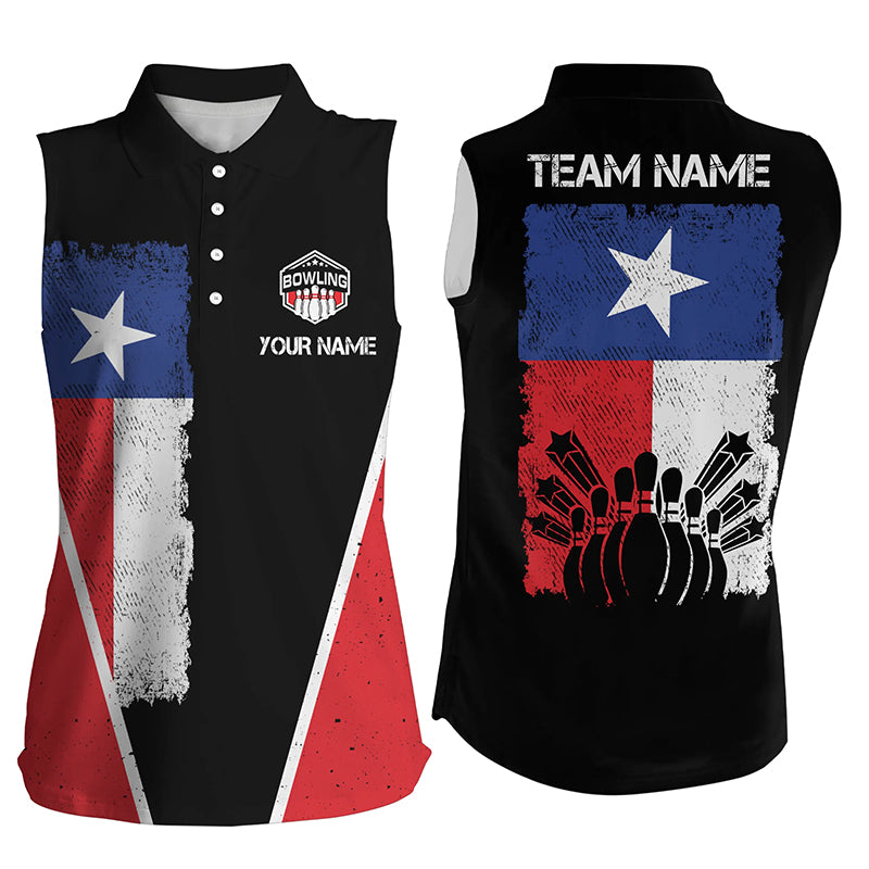 Custom sleeveless bowling shirt for women – personalized team jersey front view