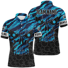 Load image into Gallery viewer, Personalized Skull Bowling Shirt for men Custom Team&#39;s Name blue camo Bowler Jersey Polo Shirt NQS6410