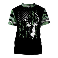 Load image into Gallery viewer, Deer hunting legend deer skull green camo American flag custom name deer hunting shirts NQSD54