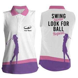 Womens Sleeveless polo shirt swing swear look for ball repeat pink golf shirts custom ladies golf tops NQS4964