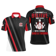 Load image into Gallery viewer, Red &amp; black Mens polo bowling shirts Custom you won&#39;t believe what I can do with 2 fingers and a thumb NQS5286